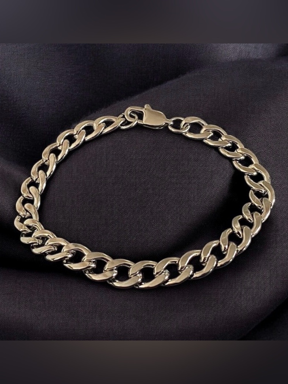 Cuban stainless steel link 7.5 inches and 7mm width bracelet - Silver